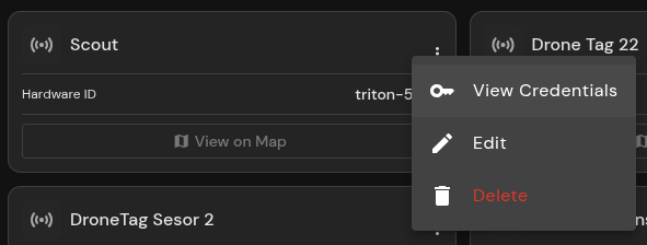 Displaying the device credentials in FlytBase