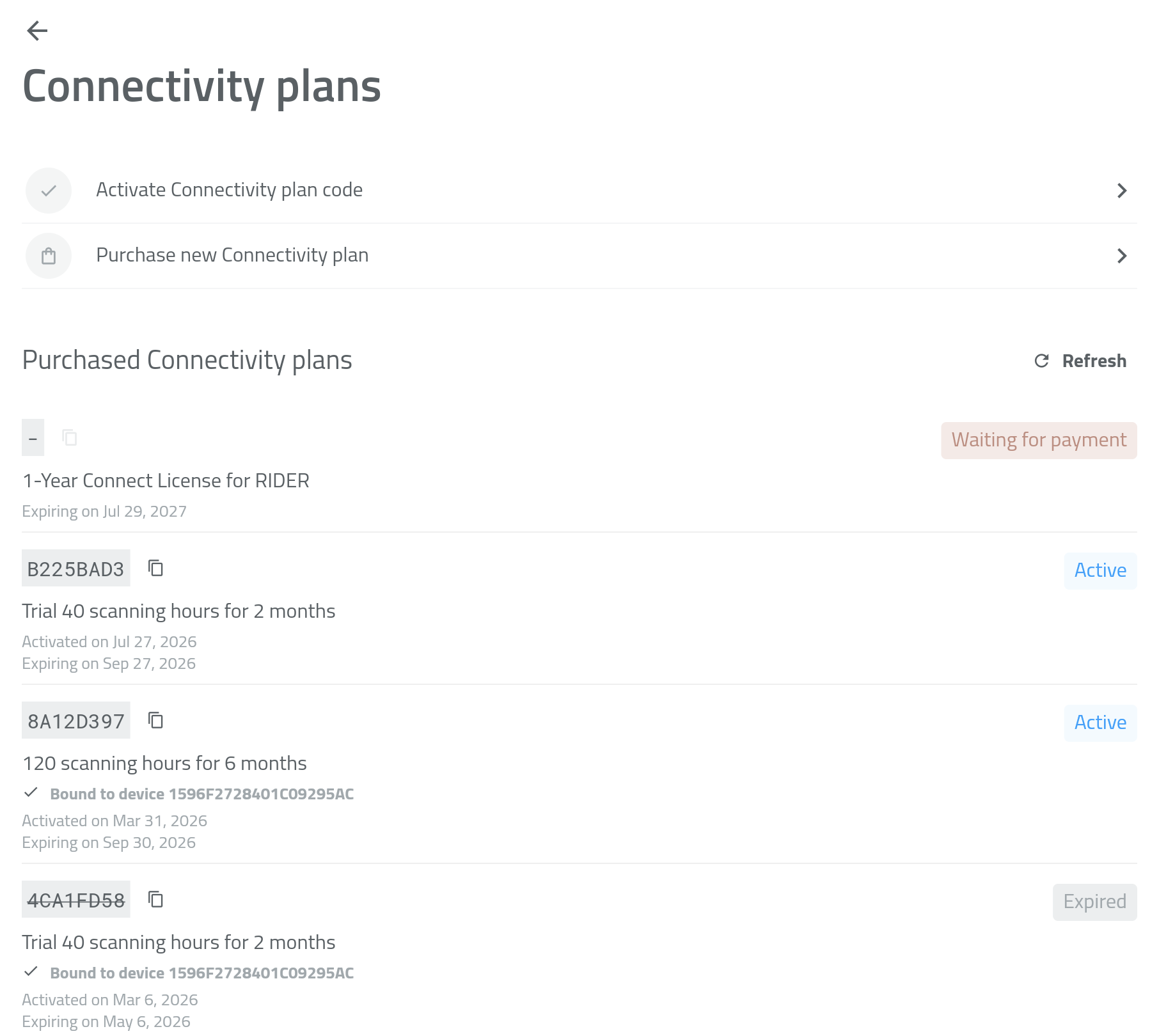 Checking Connectivity Plan Status
